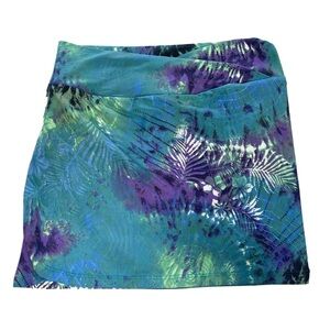 LIQUIDO Ferns Fauna Blue Purple Green Tennis Golf Skort P/S Made in Brazil